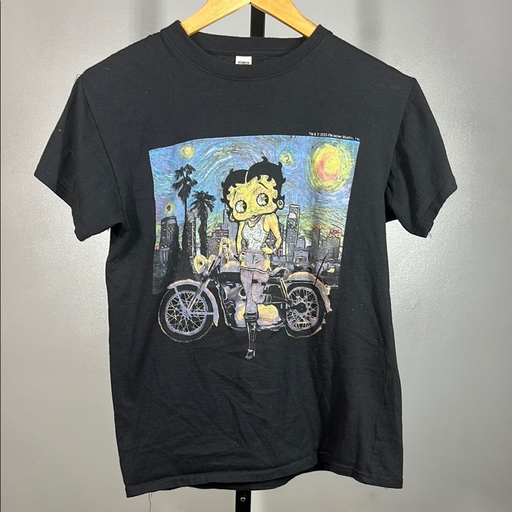 Betty Boo Black Graphic Tee Shirt Motorcycle